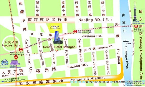 Location And Map Of Central Hotel Shanghai